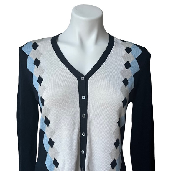 Brooks Brothers Button Down Multi Color Argyle Cardigan Sweater, Sz S - Picture 9 of 11